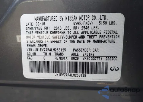 2020 Infiniti Q50 Sport Awd из США, поврежденный, VIN JN1EV7AR4LM253125